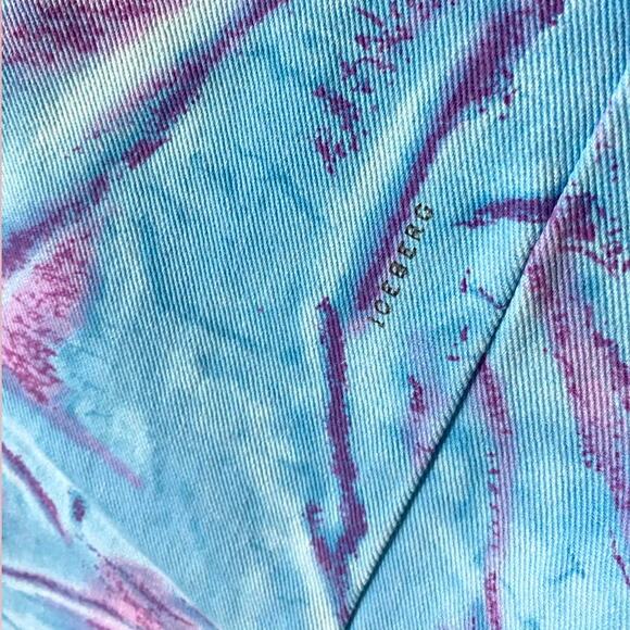 Iceberg RARE Vintage Denim Jeans Blue Purple Tie Dye Cotton Baggy Jeans Size 52 - Picture 2 of 9